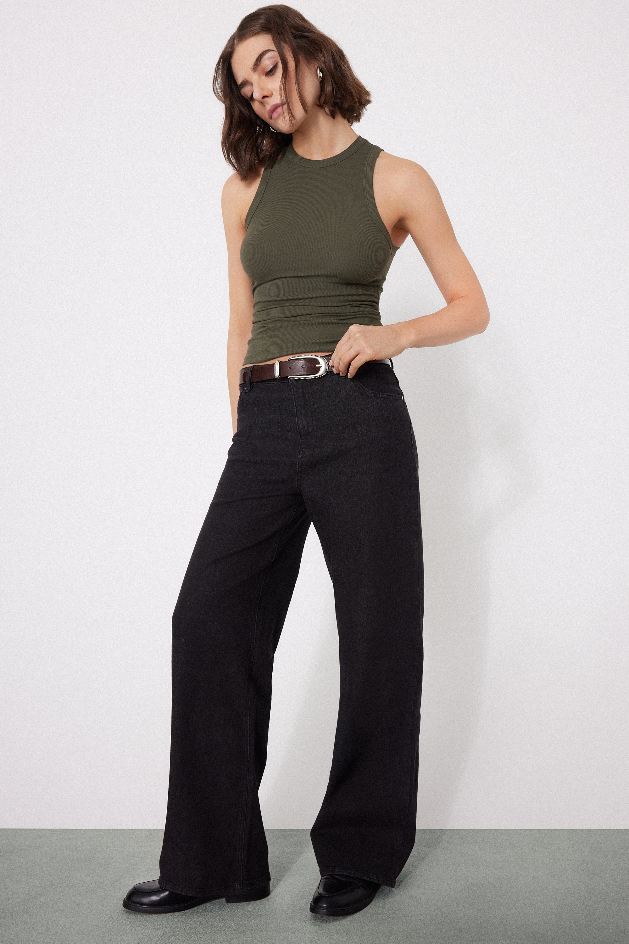 Ribbed Cotton Racer Back Camisole