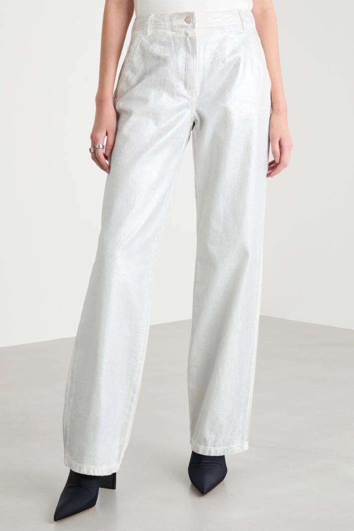 Laminate-finish trousers - SILVER