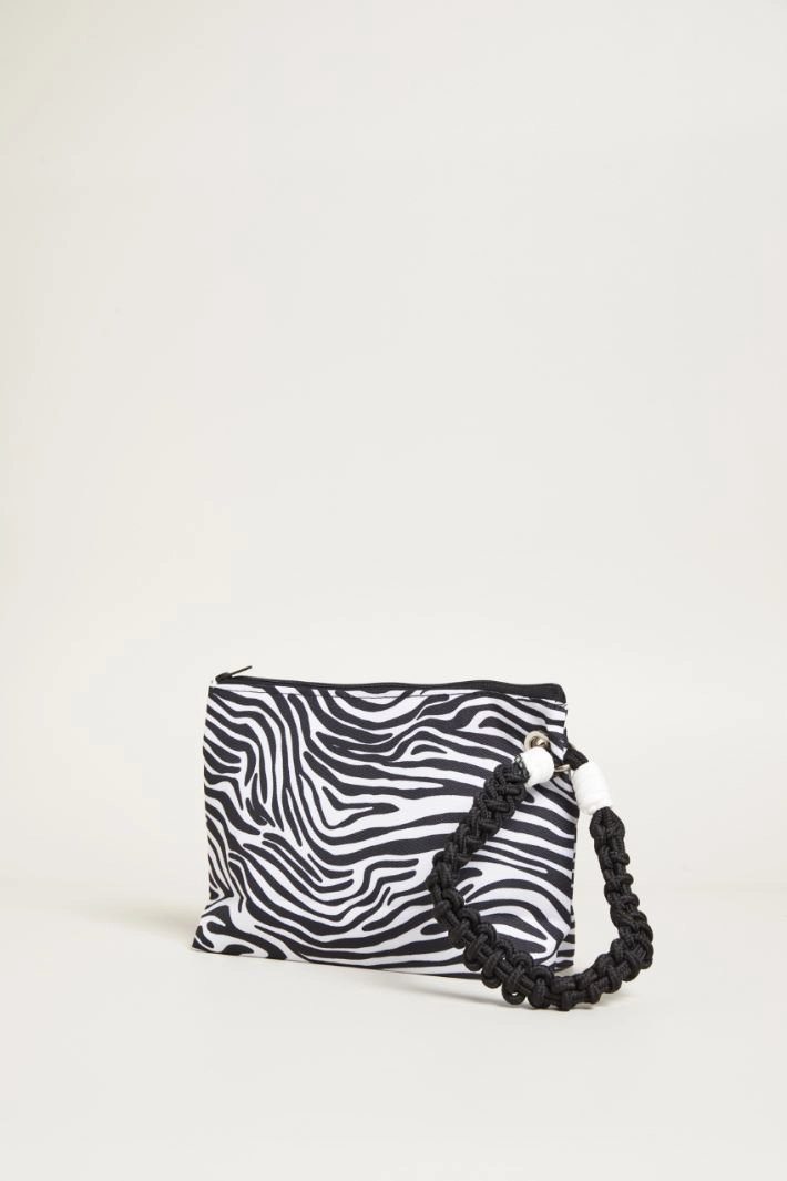 Animal print envelope bag - WHITE BLACK