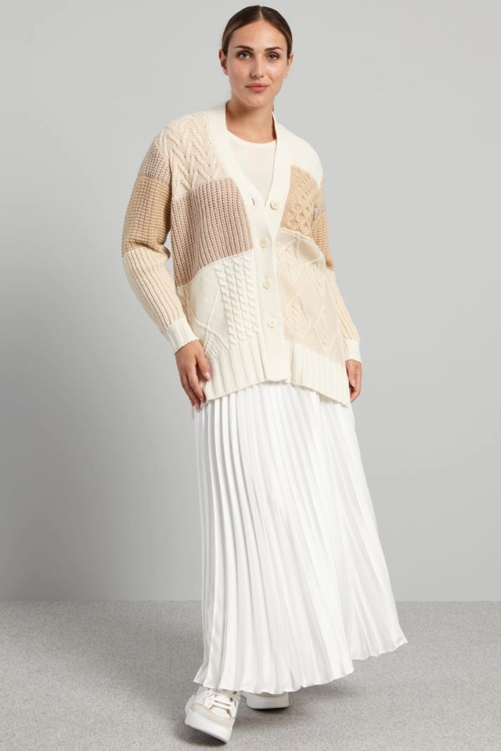 Textured knit cardigan - WHITE BEIGE