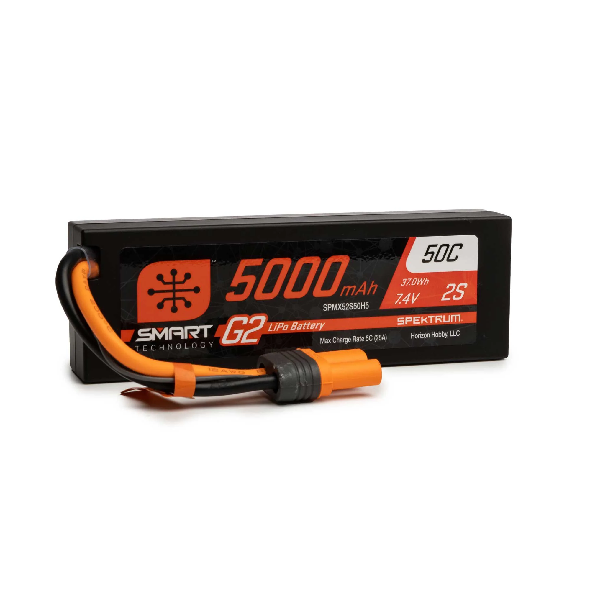 7.4V 5000mAh 2S 50C Smart G2 Hardcase LiPo Battery: IC5 Spektrum SPMX52S50H5