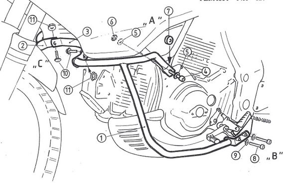 Hepco & Becker Crashbar engine guard - blackCAGIVA 900 GRAN CANYON 900 - 1998 - 1999Ref: Hbe05055A / 501704 00 01