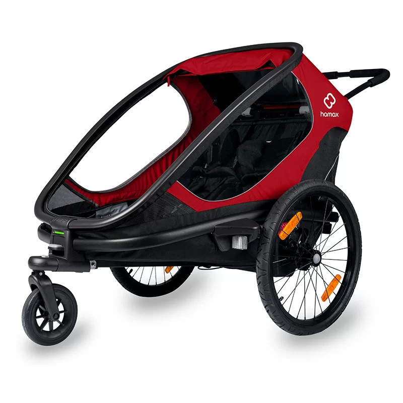 Hamax Outback Bike Trailer for 2 Kids - red / black