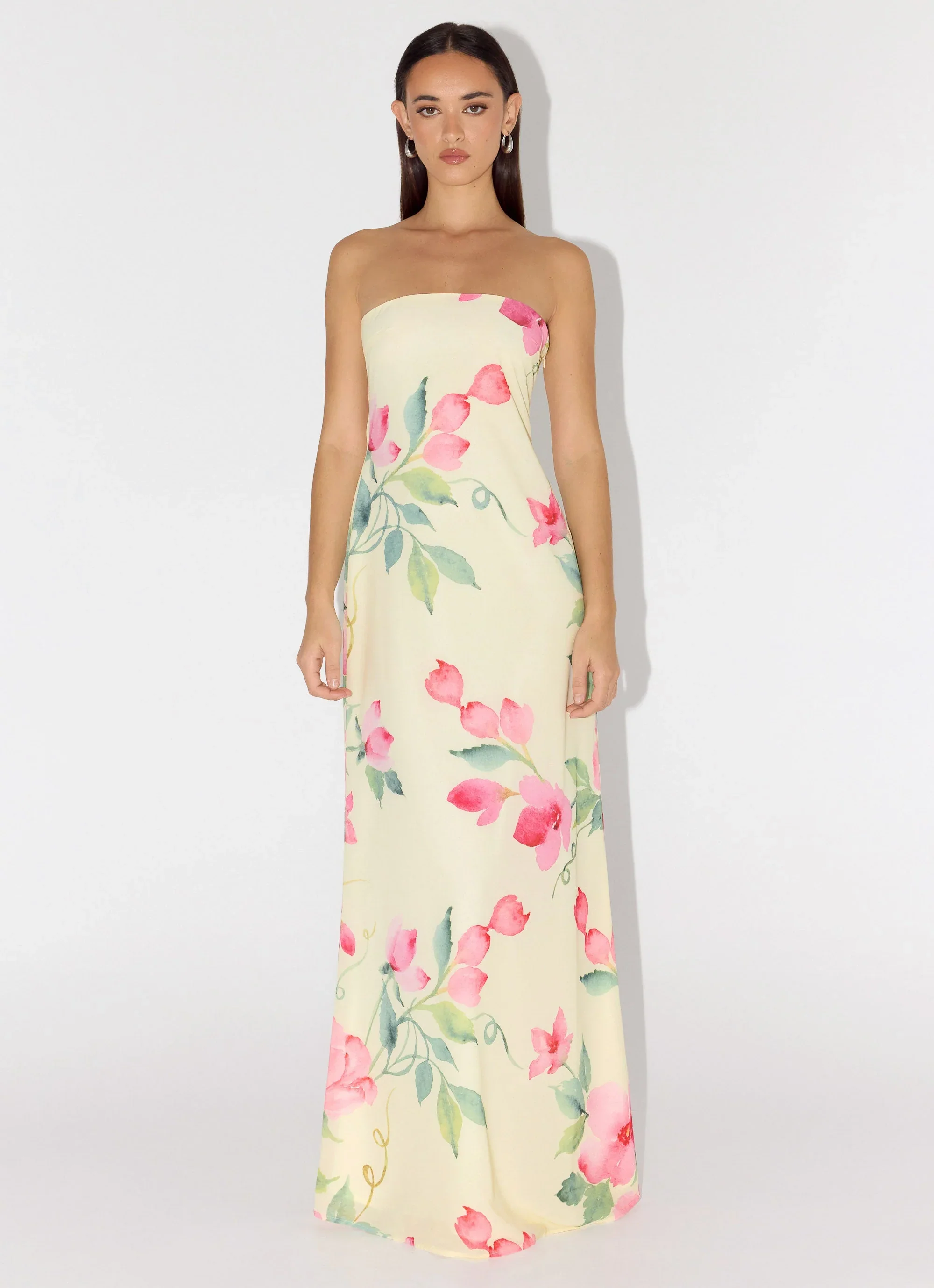 Bronte Strapless Maxi Dress - Lemon Soleil