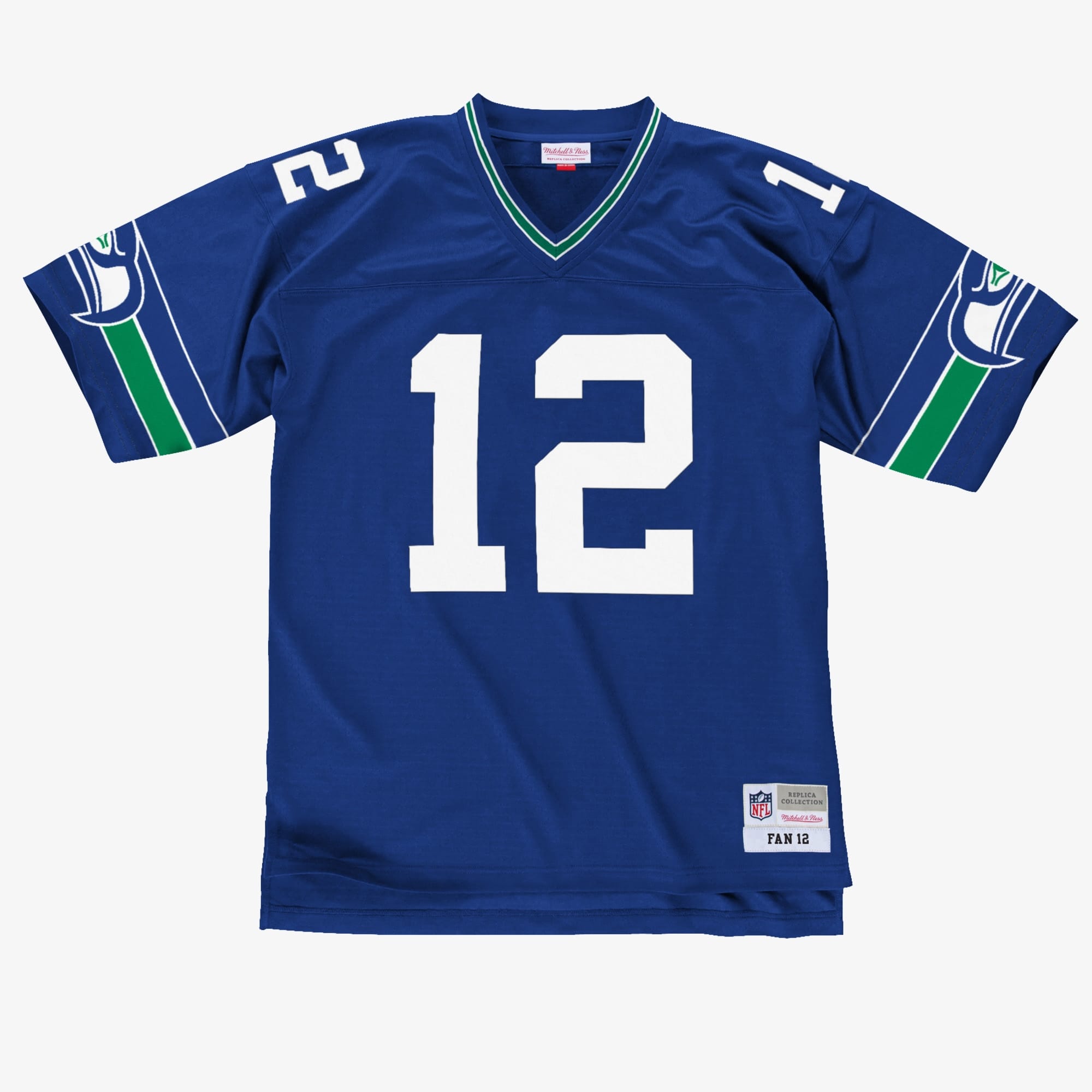 Fan #12 Seattle Seahawks Mitchell & Ness Throwback NFL Jersey Blue