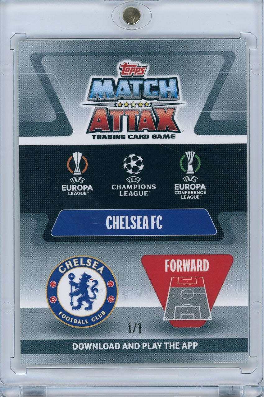 2021/22 Topps Soccer Match Attax Chrome #153 Romelu Lukaku Super Signings Super Fractor 1/1