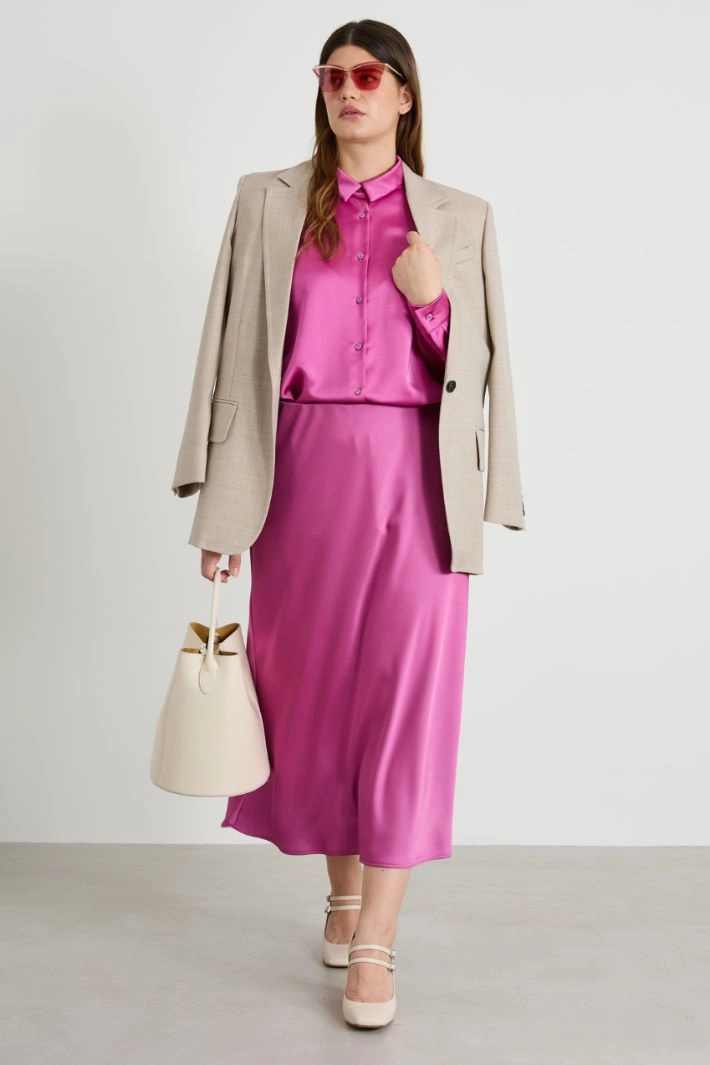 Flared satin skirt - FUCHSIA