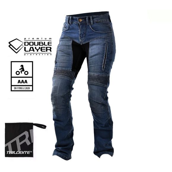 Trilobite Parado Doublelayer Ladies Motorcycle Jeans - Straight / Regular - BlueRef: TRI0119