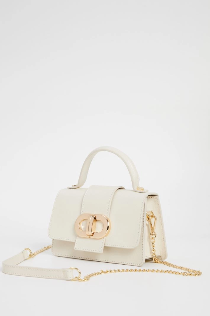 Hammered leather bag - CREAM