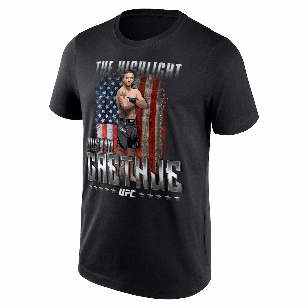 UFC Justin Gaethje The Highlight Flag T-Shirt - Black - Mens
