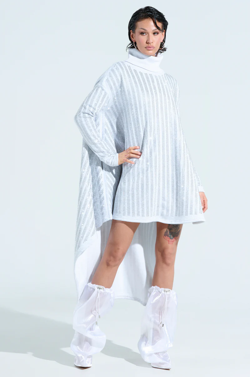 Imagine Embellished Sweatshirt Mini Dress In Grey