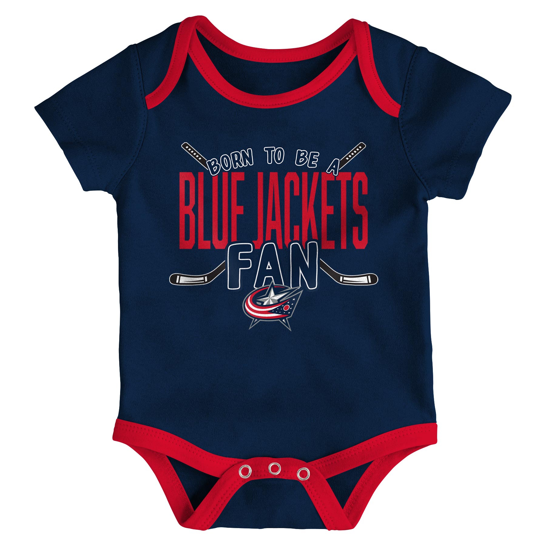 Columbus Blue Jackets Game Time NHL Baby Bodysuit Set (3-Piece)