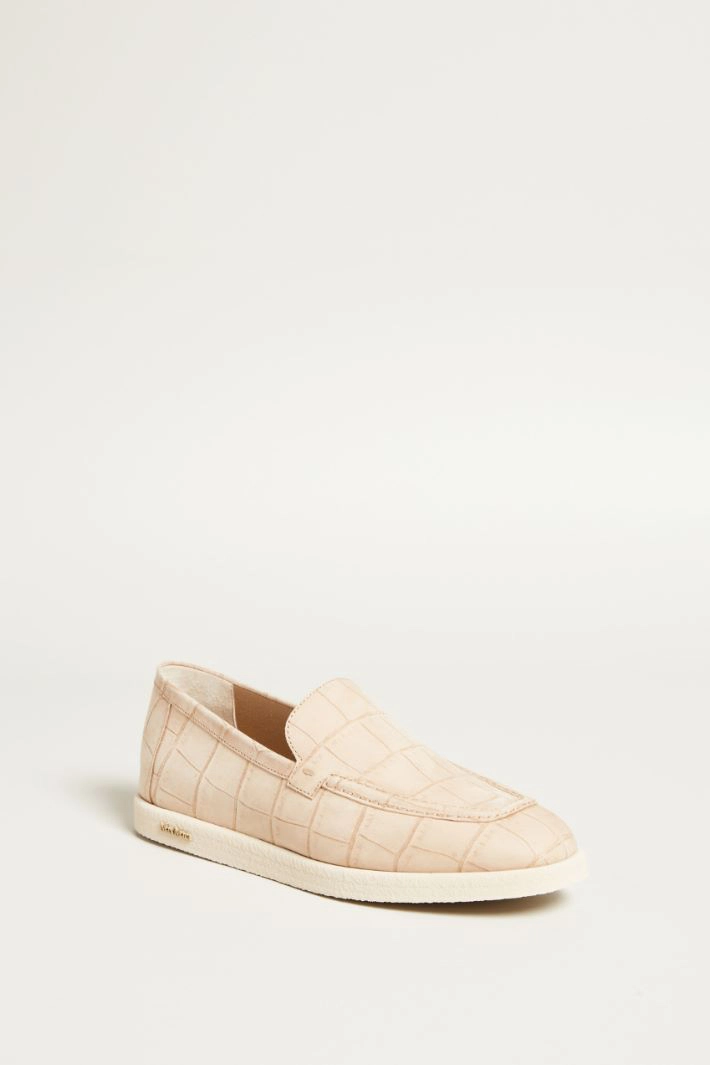 Croc print moccasins - DARK IVORY