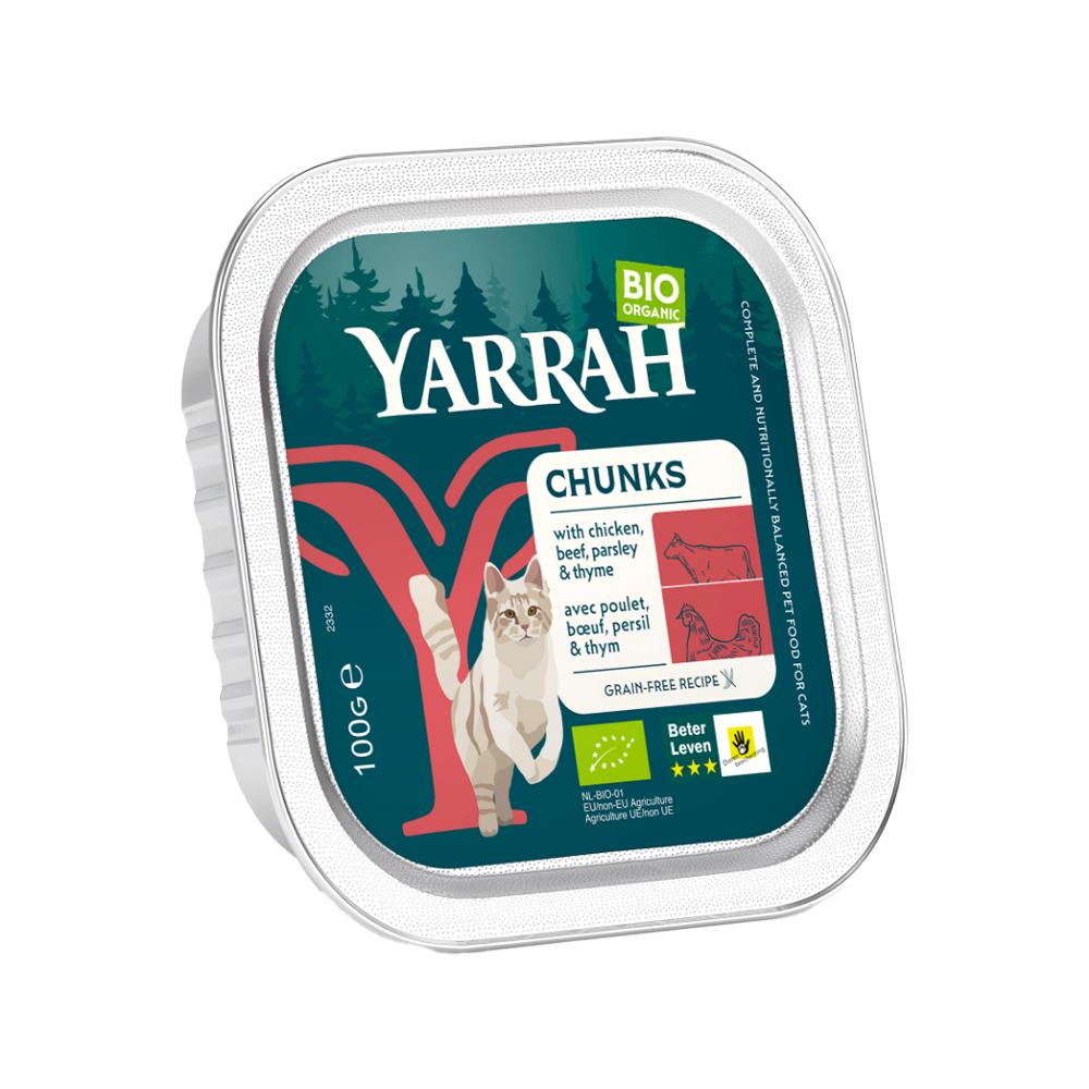 Yarrah - Cat Food Chunks with Chicken & Beef Bio - 16x 100g