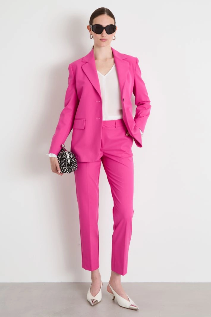 Stretch canvas blazer - FUCHSIA