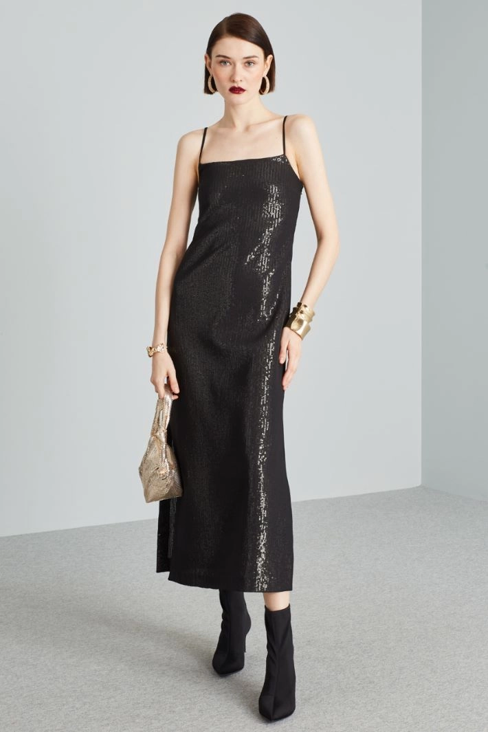 Long sequined dress - BLACK