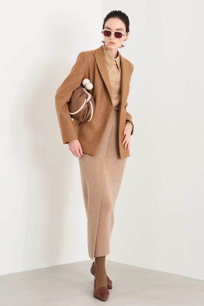 Wool batavia blazer - CAMEL