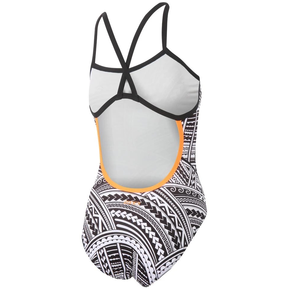 Zone3 Kona Speed Strap Back Swim Suit Women - Tribal Print - black/white/orange