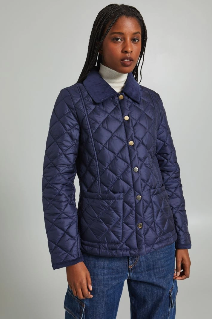 Quilted padded shirt-style jacket - NIGHT BLUE