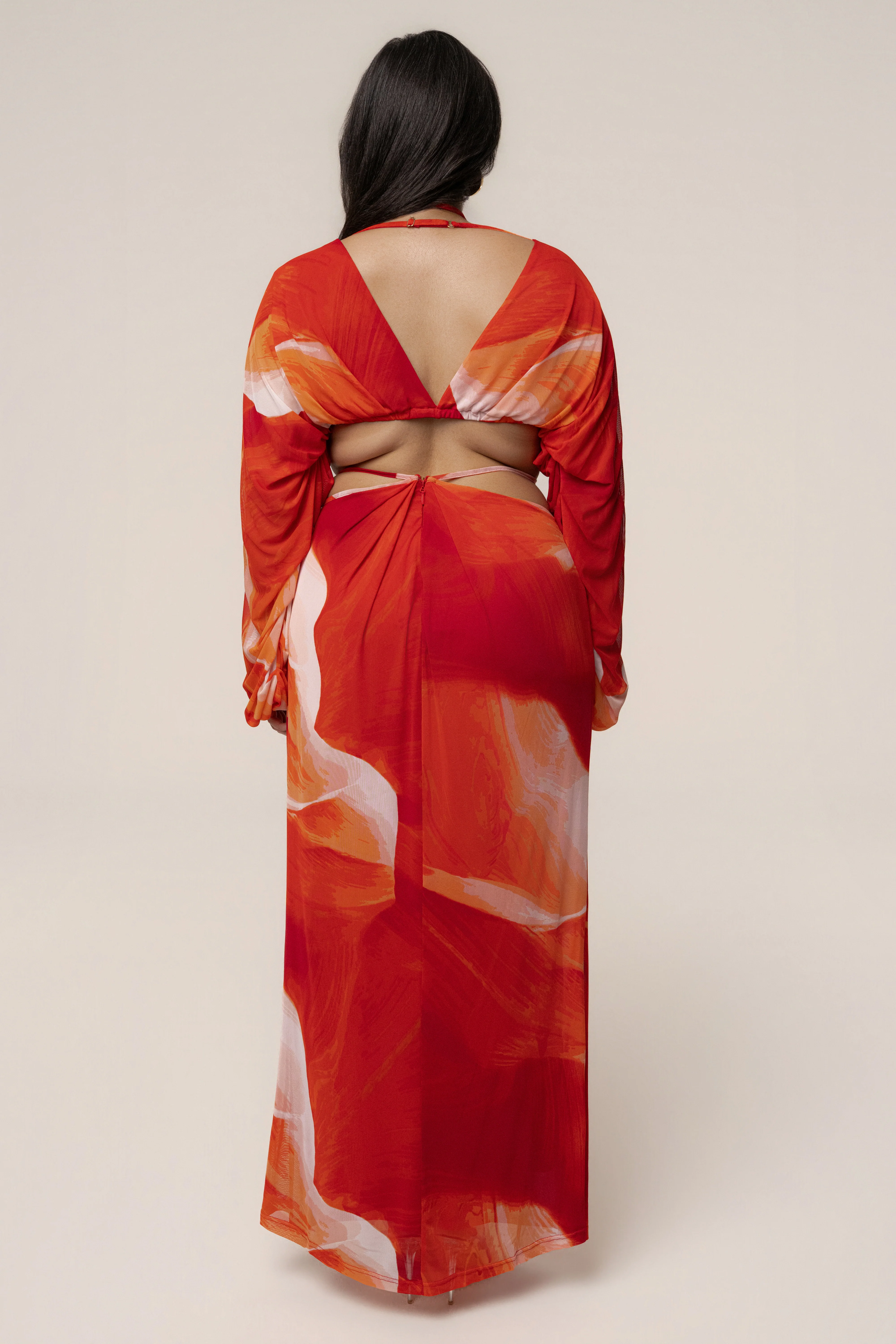 Sunset Red Selene Draped Top