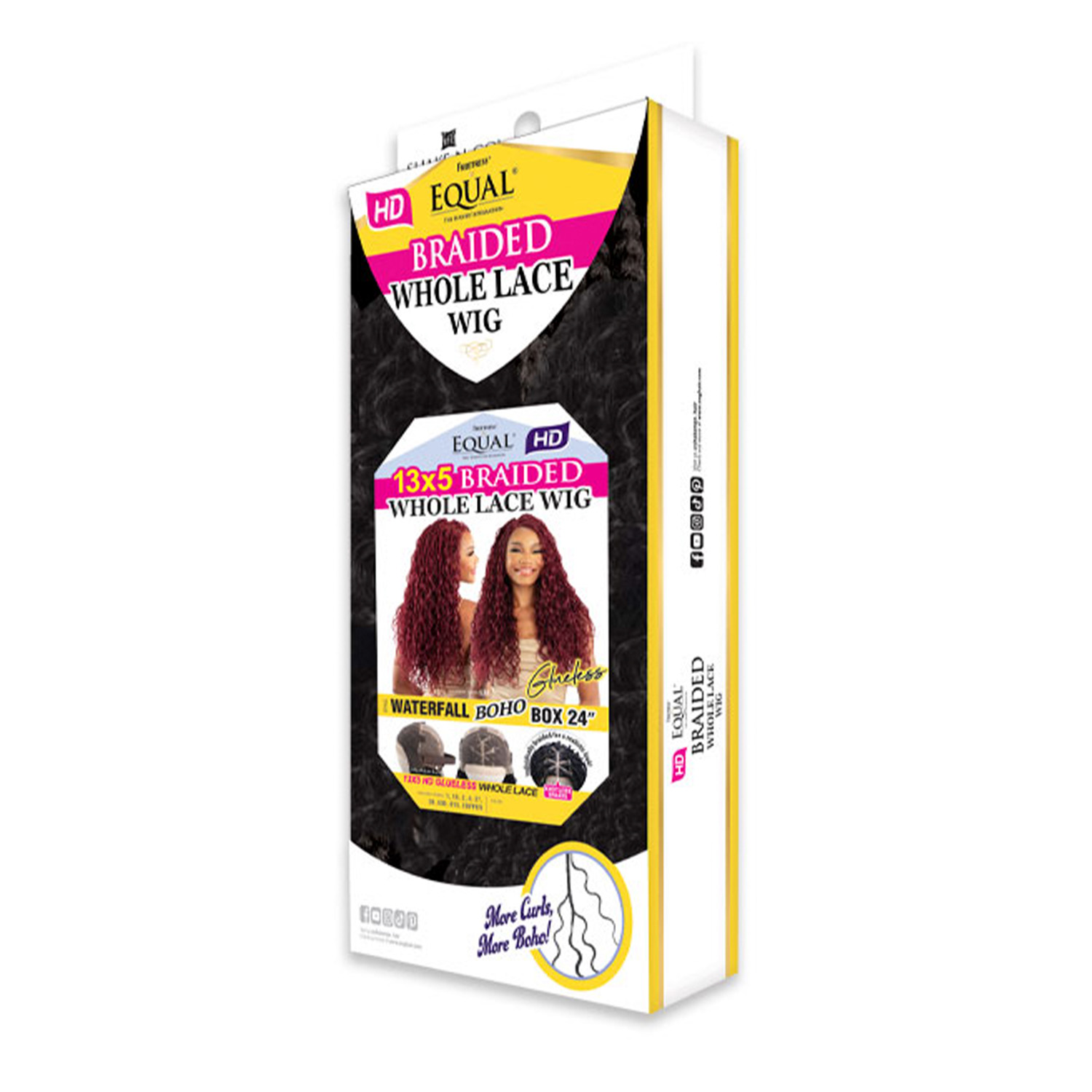 FreeTress Equal Braided HD Whole Lace Front Wig Glueless Waterfall Boho Box 24