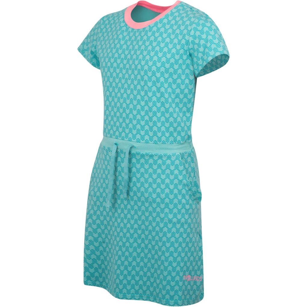 Trollkids Noresund Dress Girls - Aqua Haze/Harbor Blue/Peony Rose
