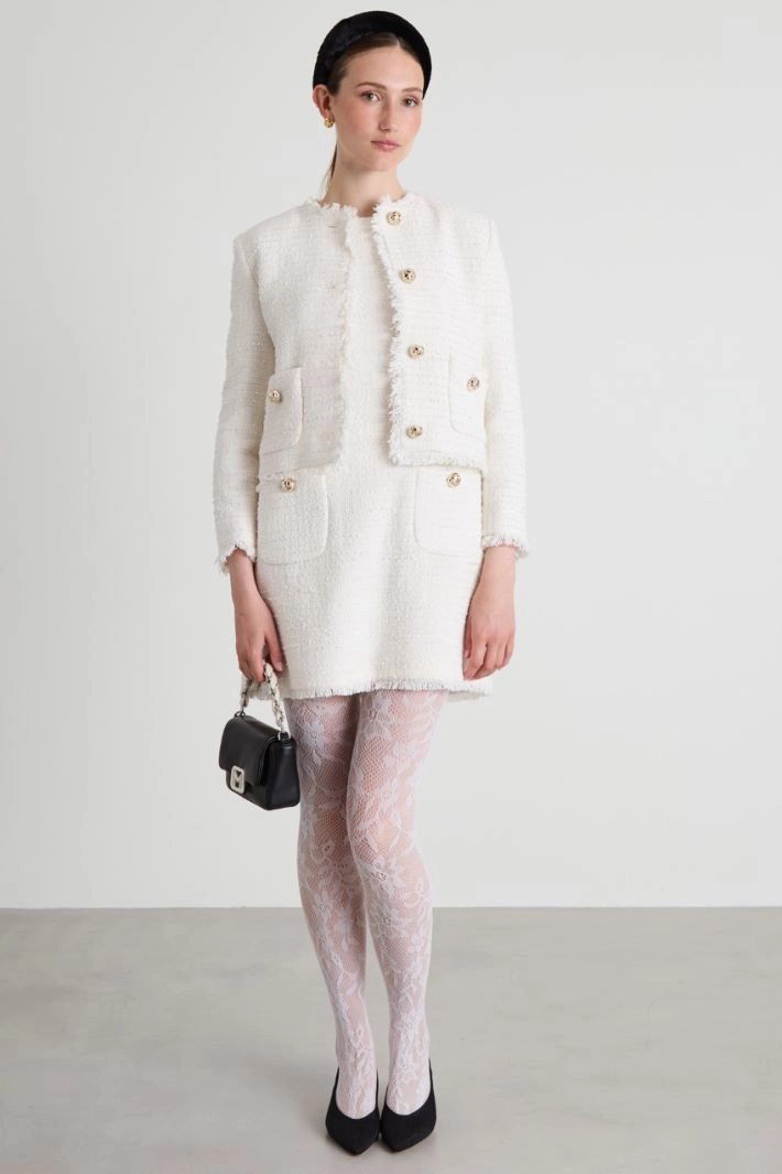 Cotton tweed dress - WHITE
