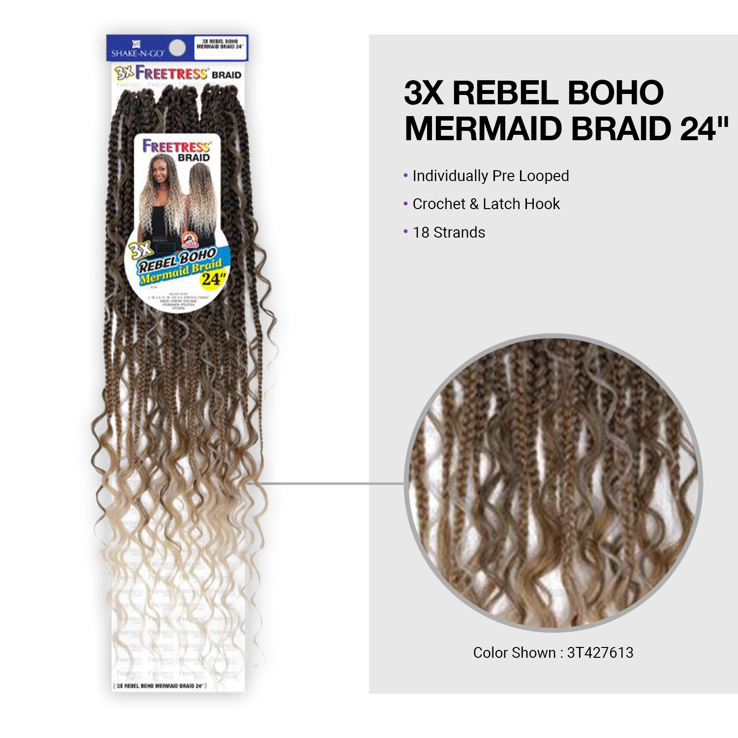 FreeTress Crochet Braids 3X Rebel Boho Mermaid Braid 24