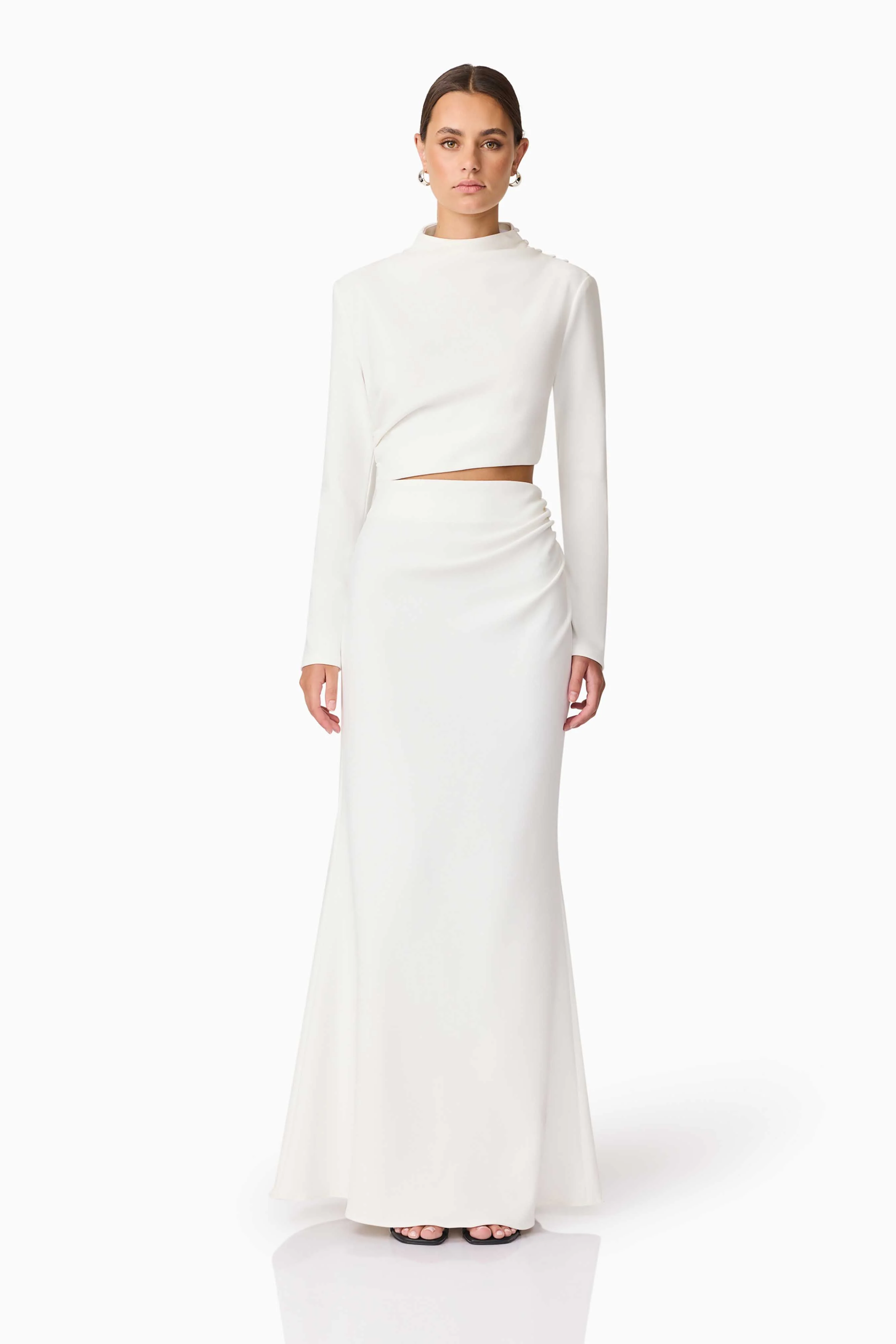 Nerissa Long Sleeve Gown in White