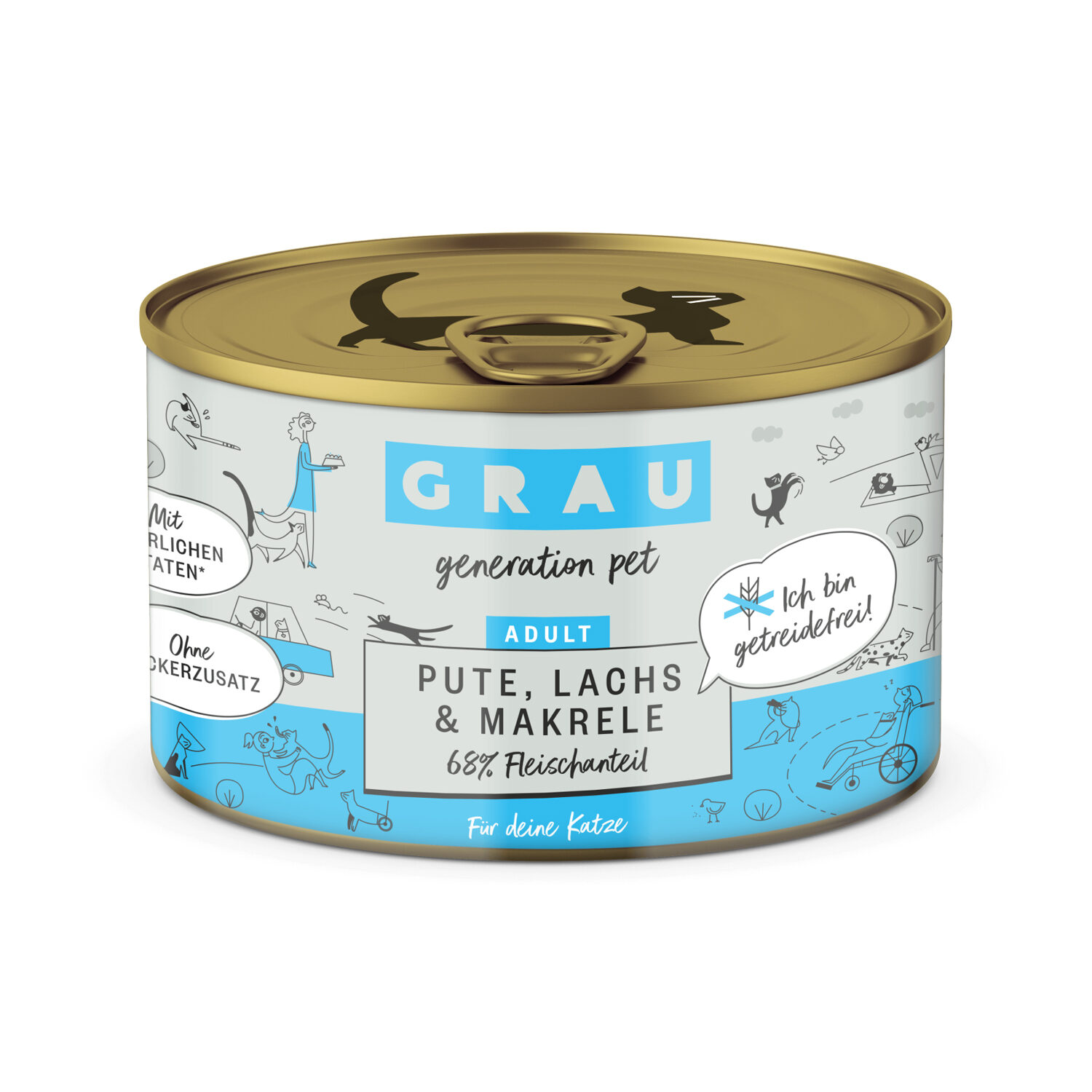 Grau Grain-Free Cat Food Turkey, Salmon & Mackerel - 6 x 200 g