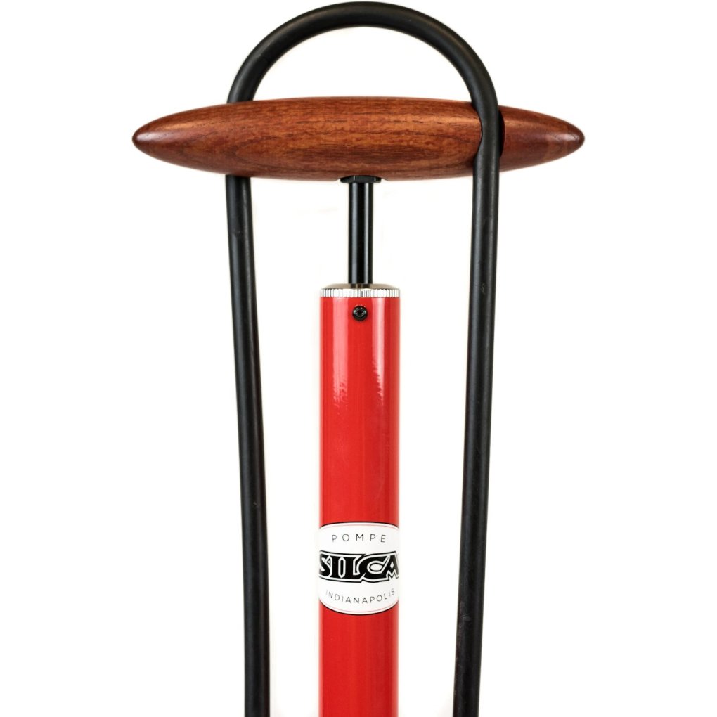 SILCA Pista Floor Pump - incl. Pressure Gauge 220 psi Red