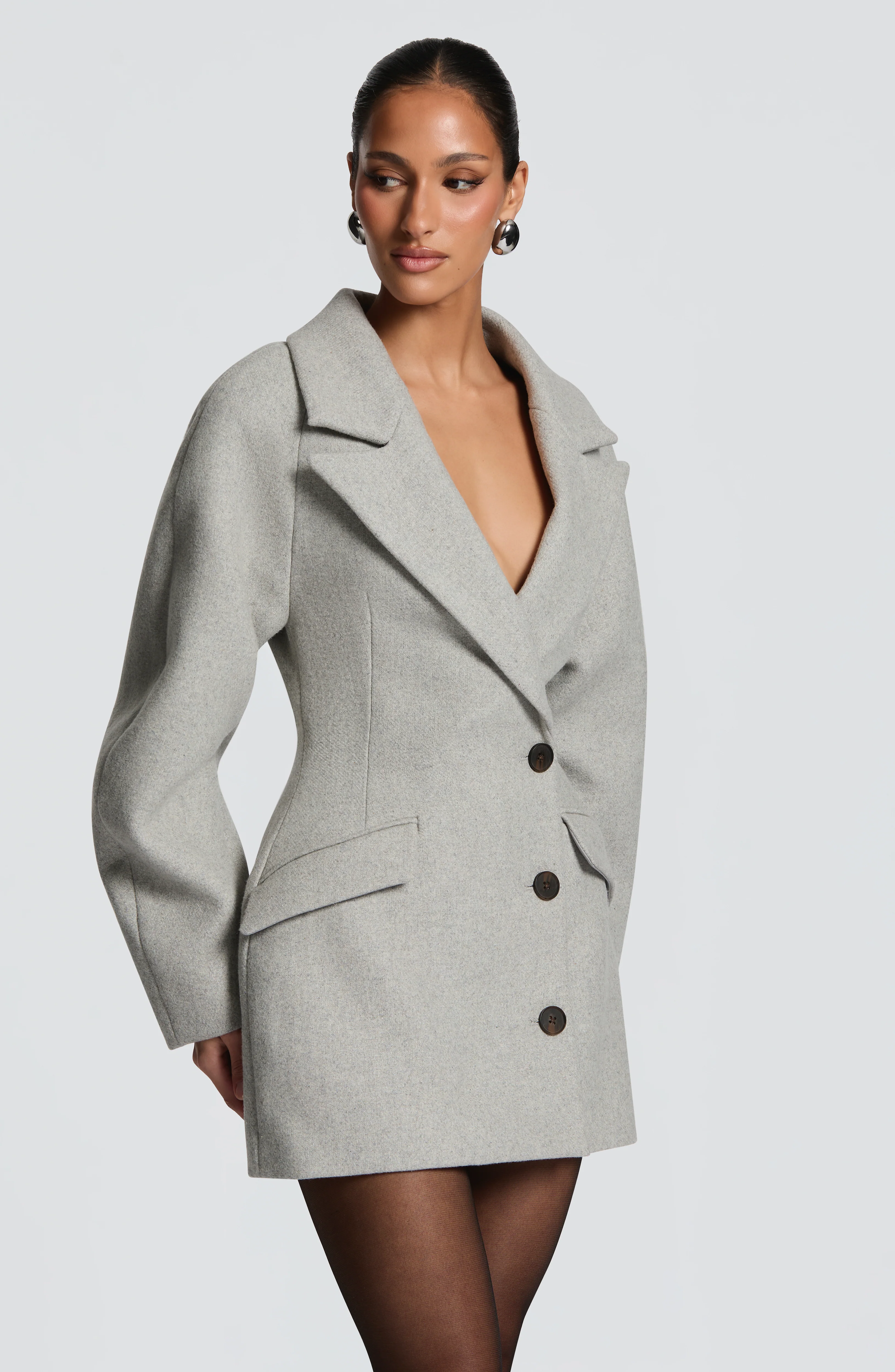 Dylan Blazer Dress - Light Grey
