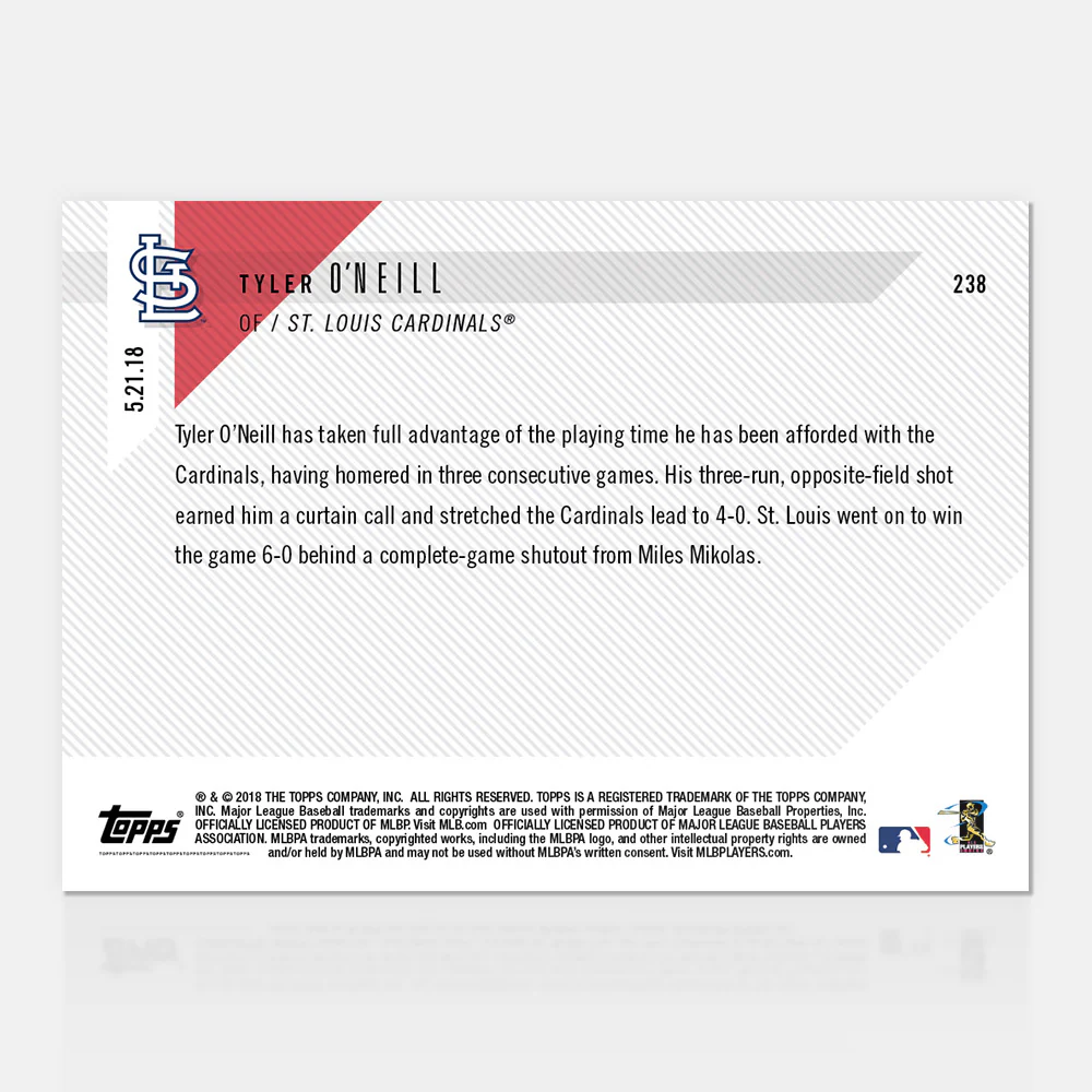 Tyler O'Neill - 05/21/2018 TOPPS NOW® Card 238 - Print Run: 1179