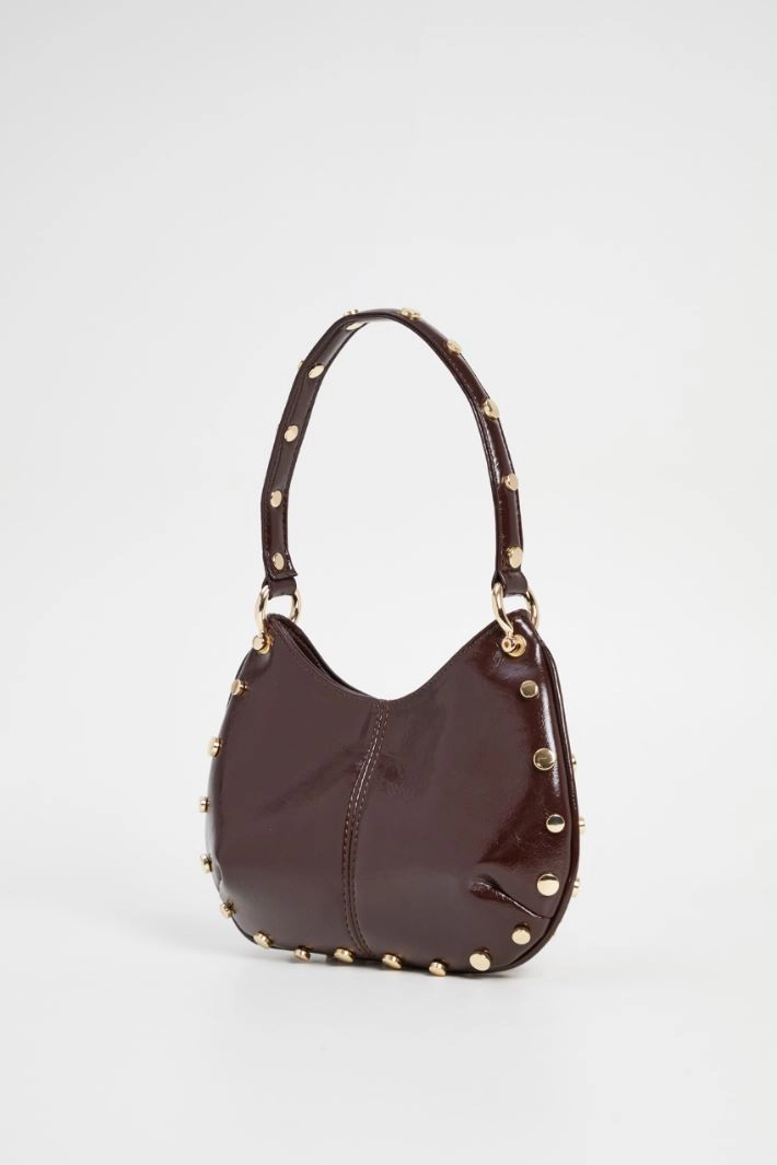 Half-moon bag with studs - BROWN