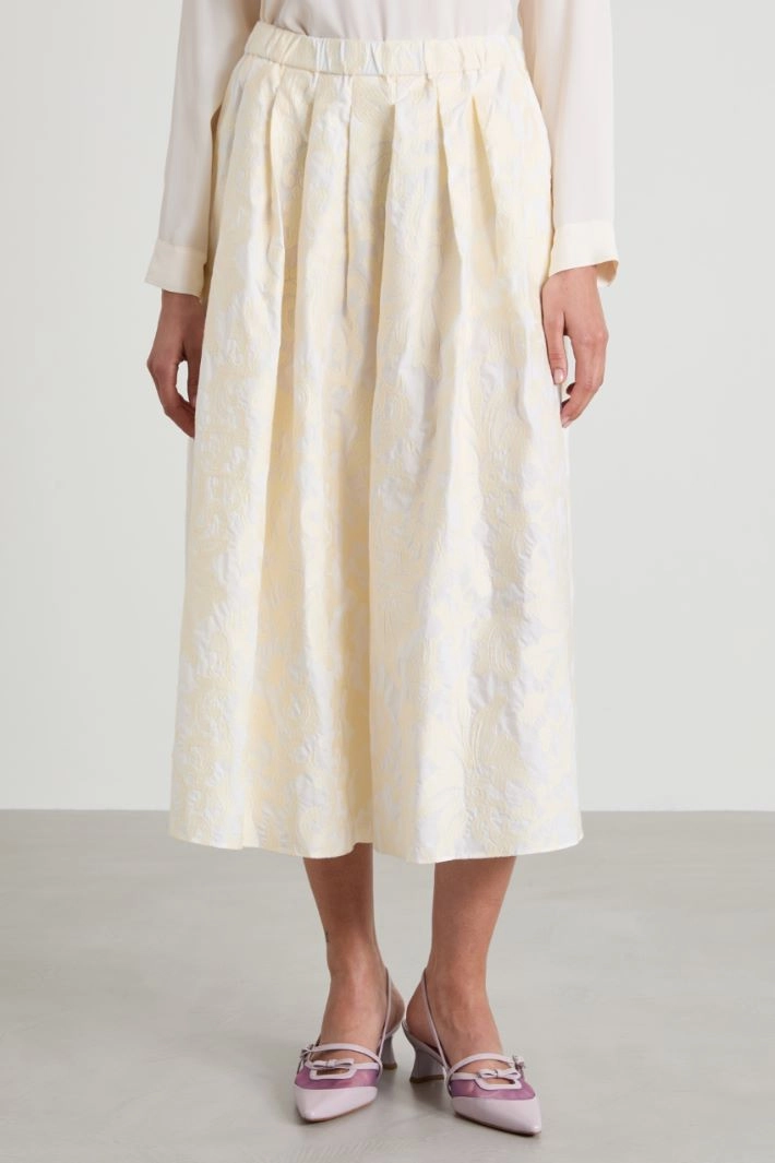 Full embroidered cotton skirt - IVORY
