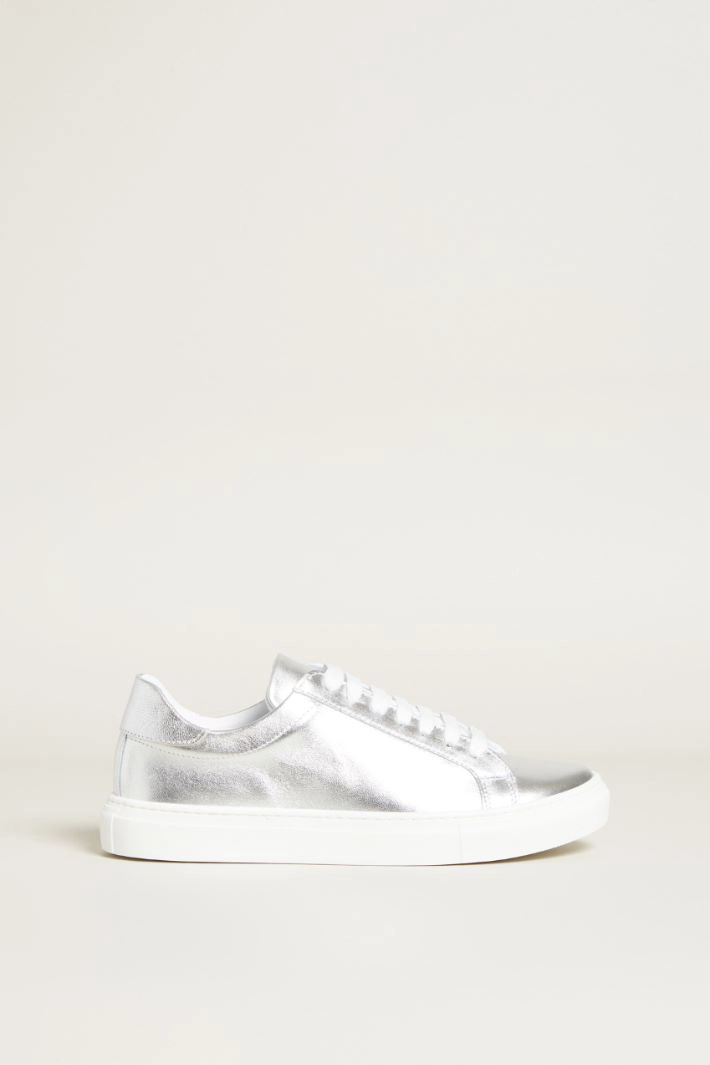 Laminated leather sneakers - SILVER