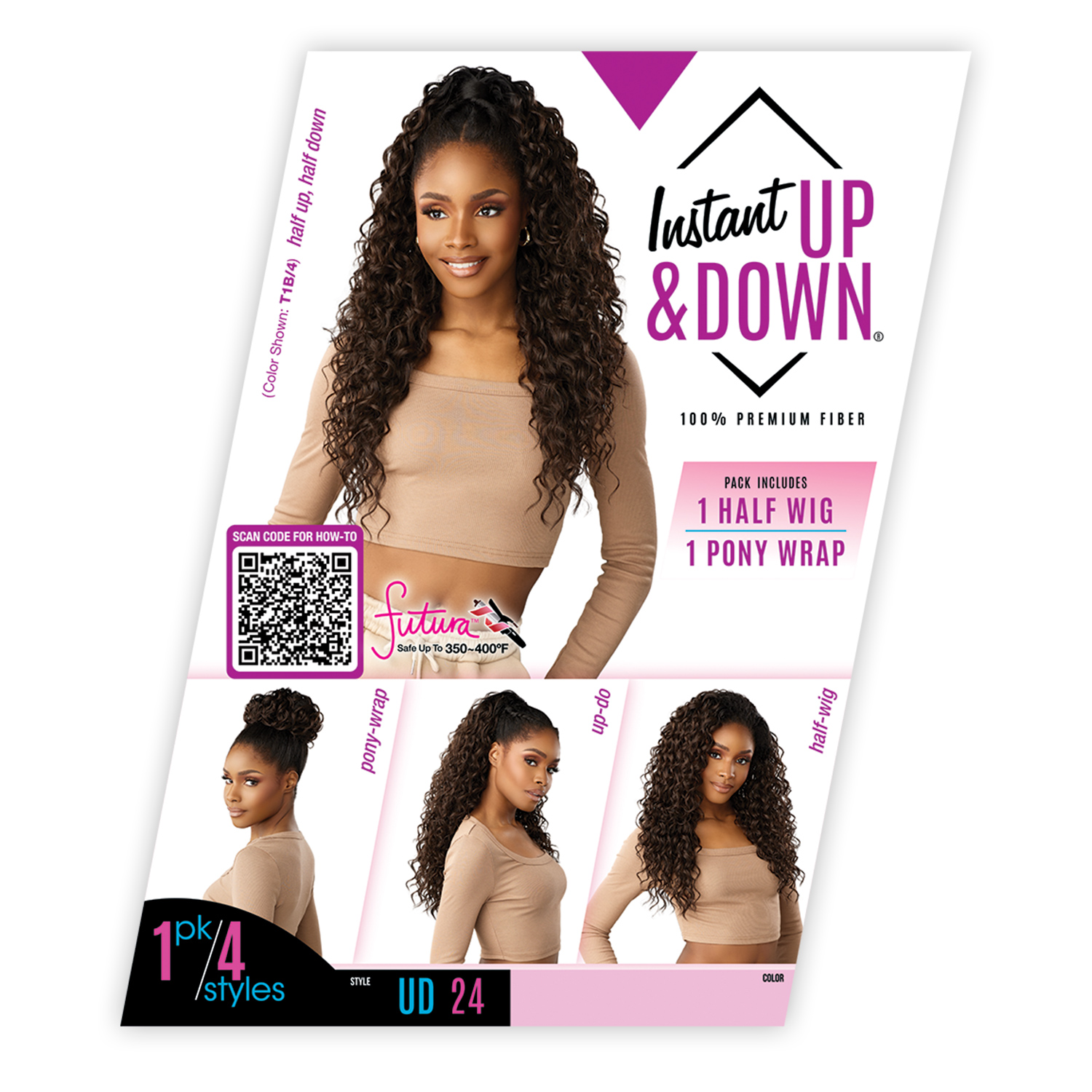 Sensationnel Half Wig N Pony Wrap Instant Up N Down UD 24