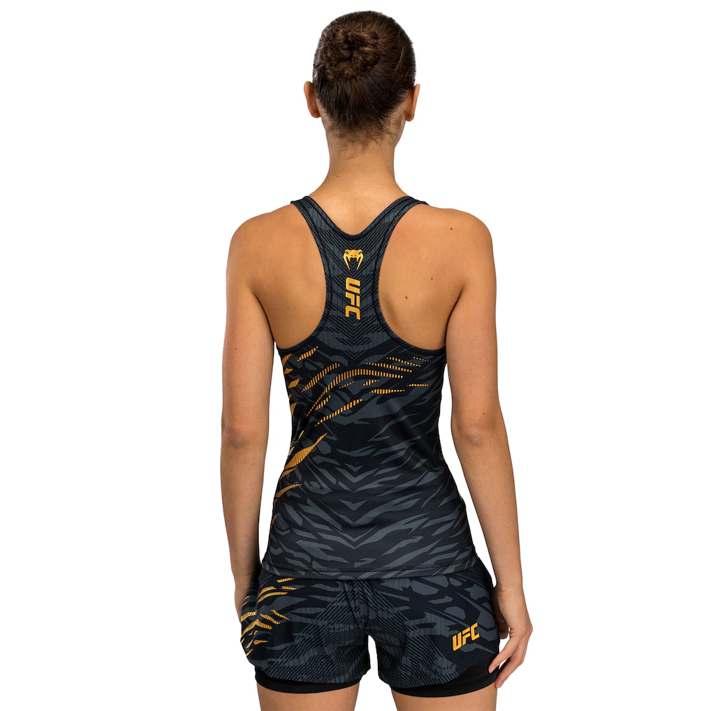 Women's UFC Fusion by Venum Black/Gold Fight Night Champion Long Sports Bra