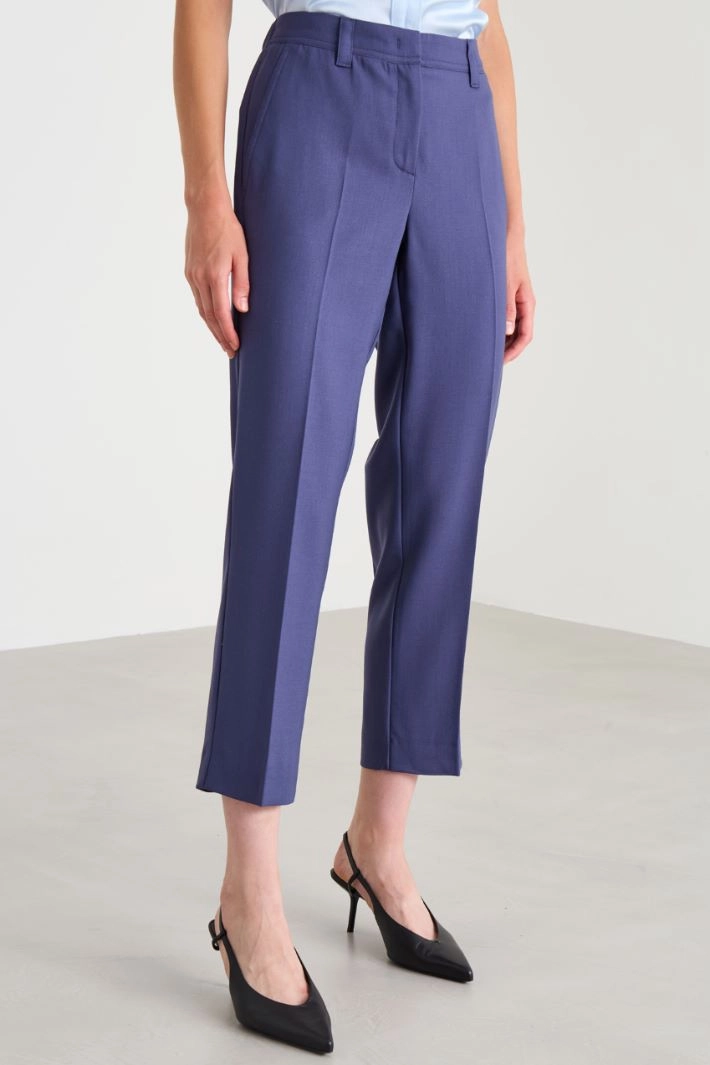 Wool cigarette trousers - BLUE