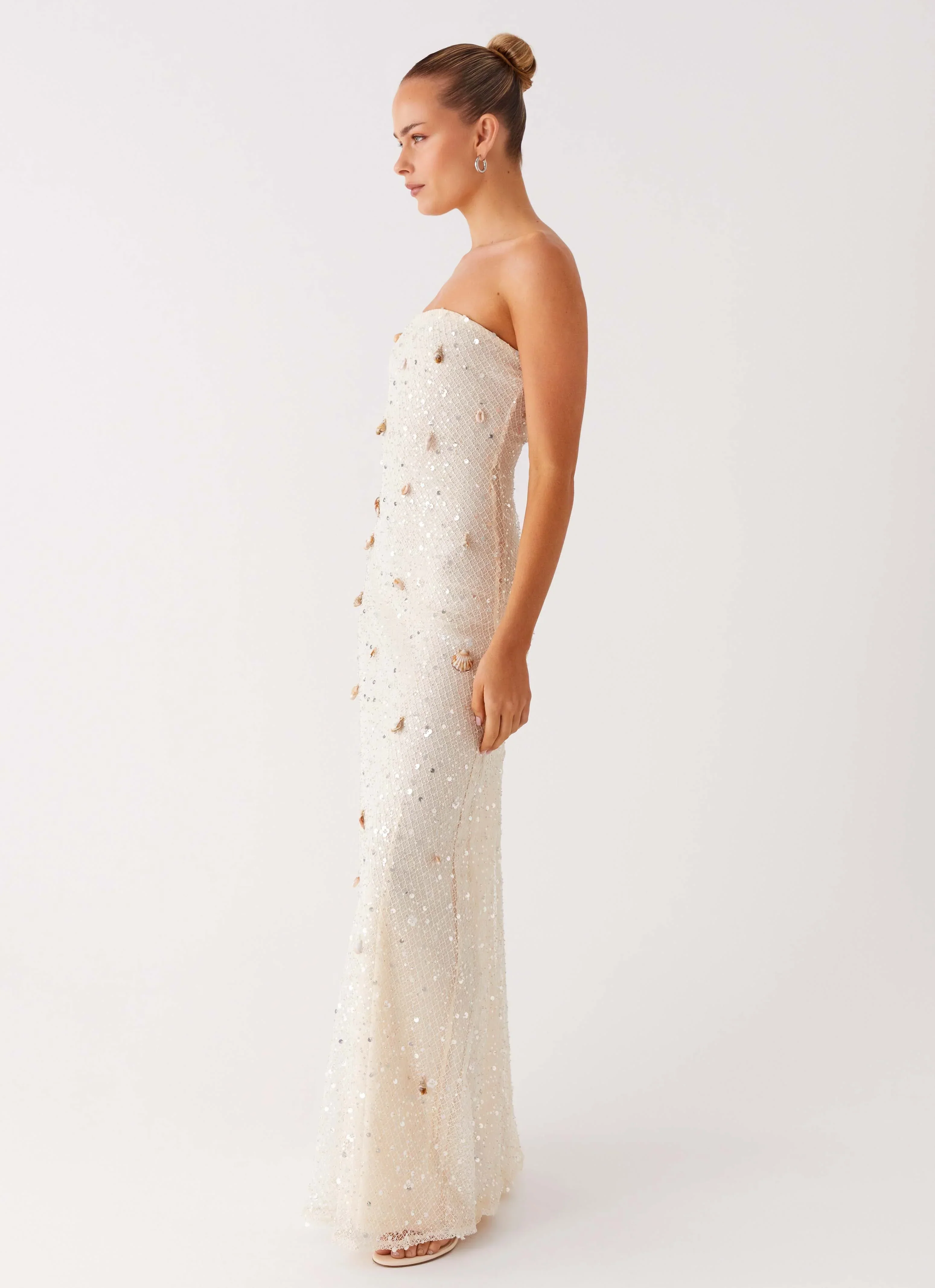 Orelli Shell Sequin Knit Maxi Dress - Ivory