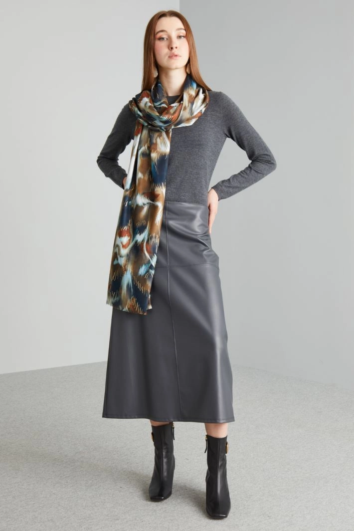 Printed lurex stole - BROWN BLUE