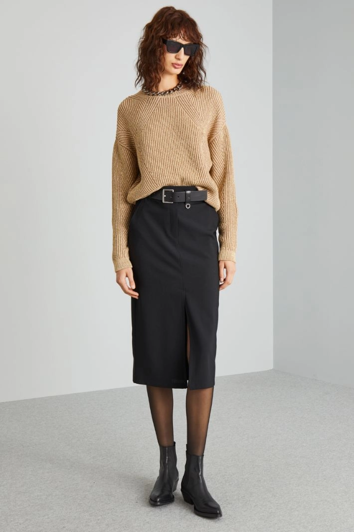 Sweater with dropped sleeve - BEIGE GOLD