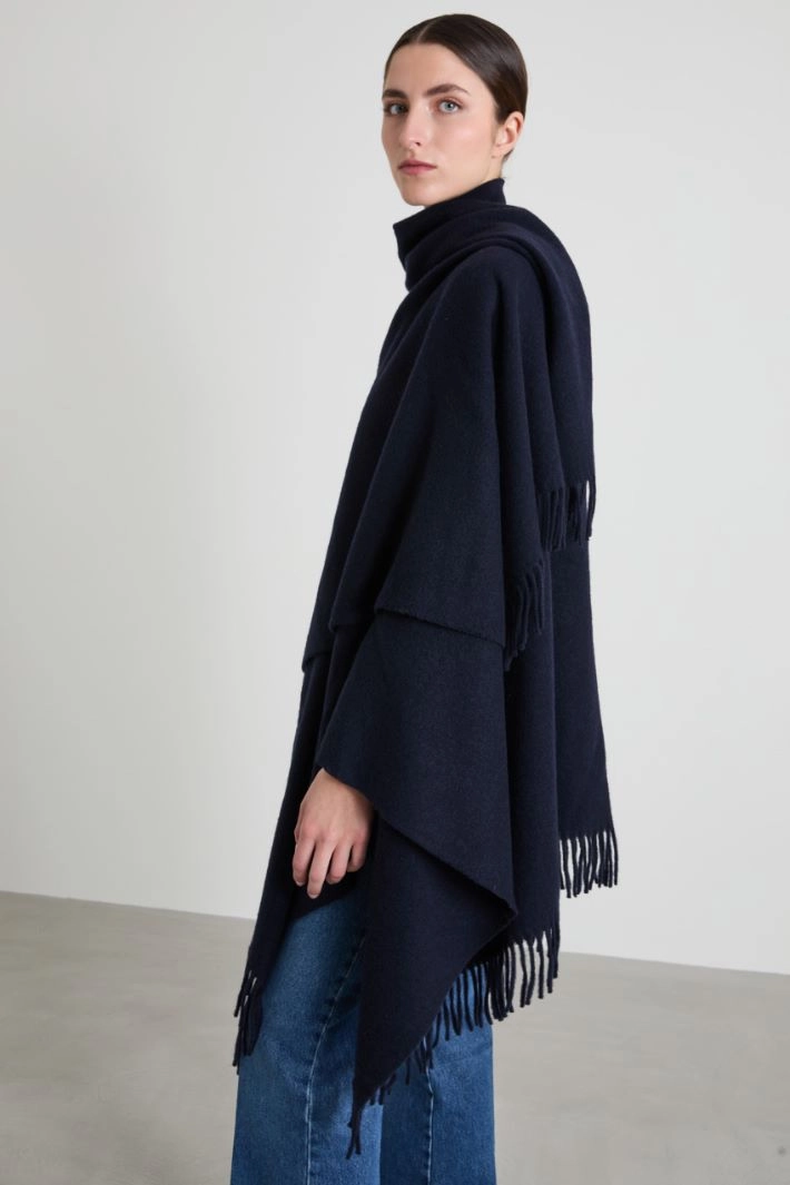 Wool poncho - BLUE
