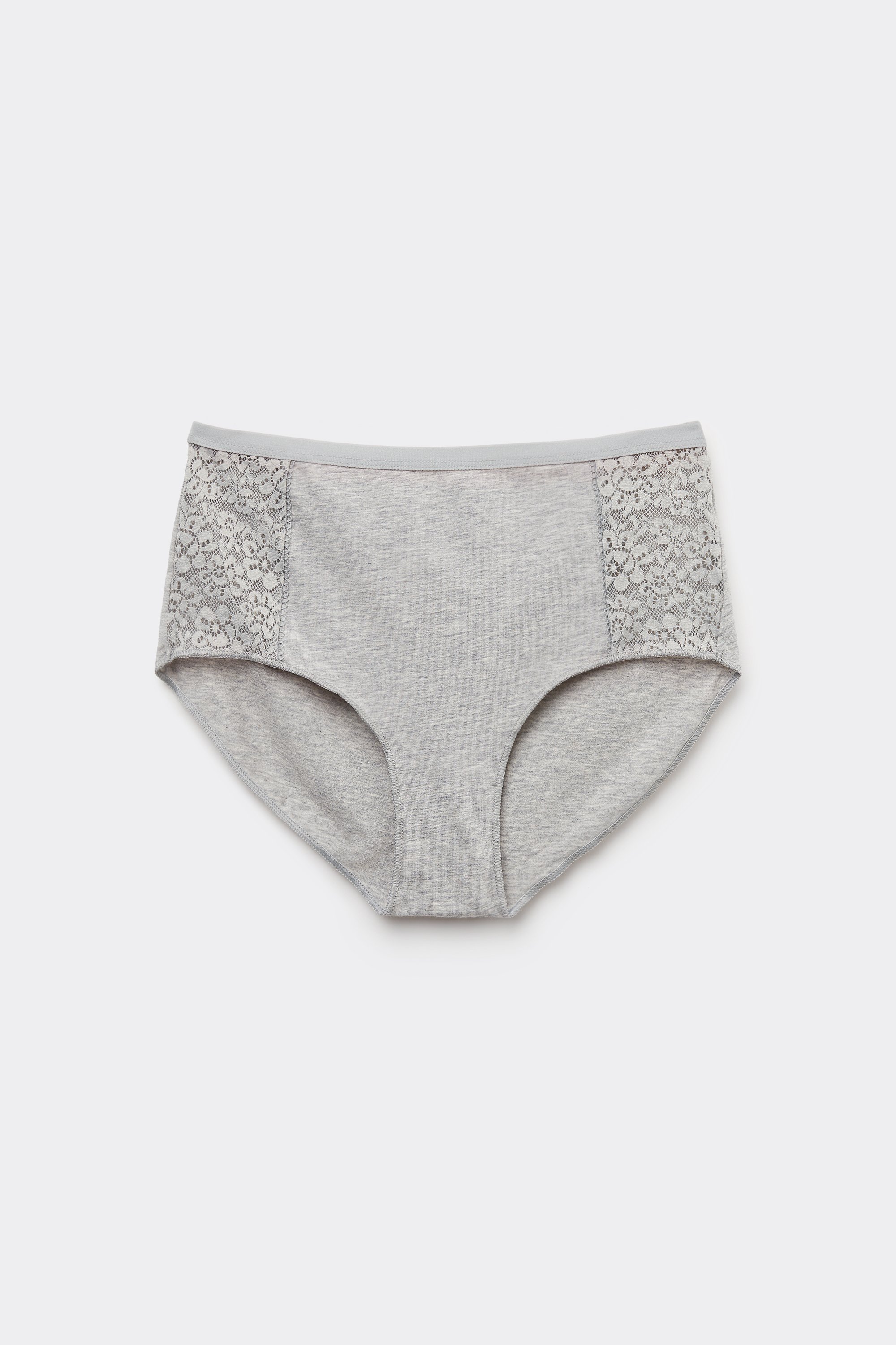 High-Waisted Recycled Lace and Recycled Cotton Knickers