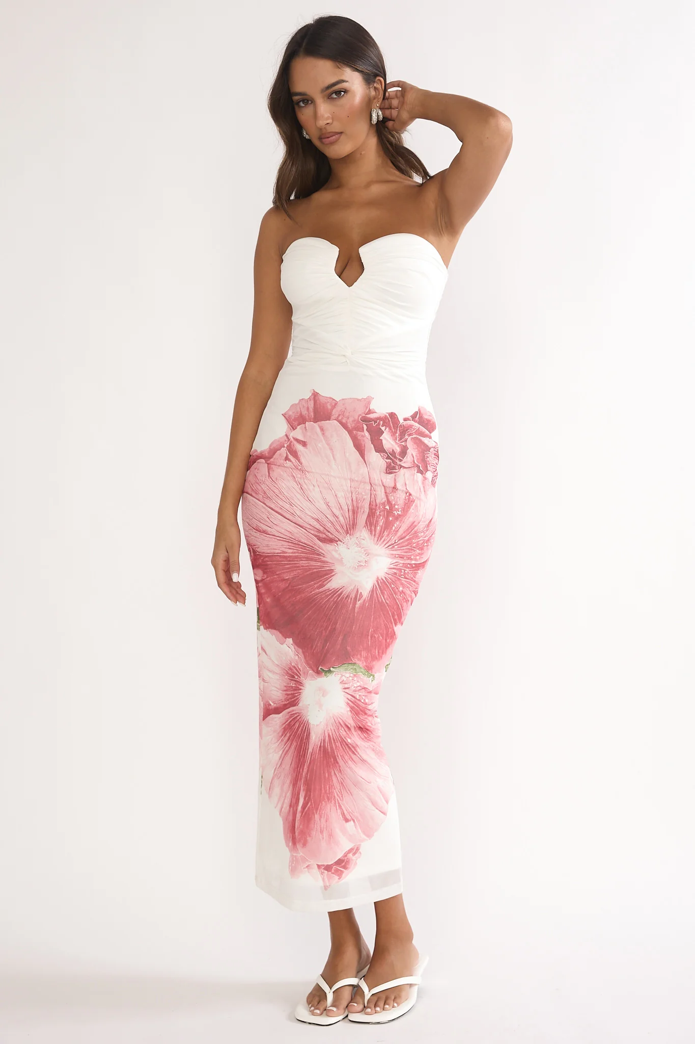 Lahita Strapless Midi Dress Hibiscus Fuchsia