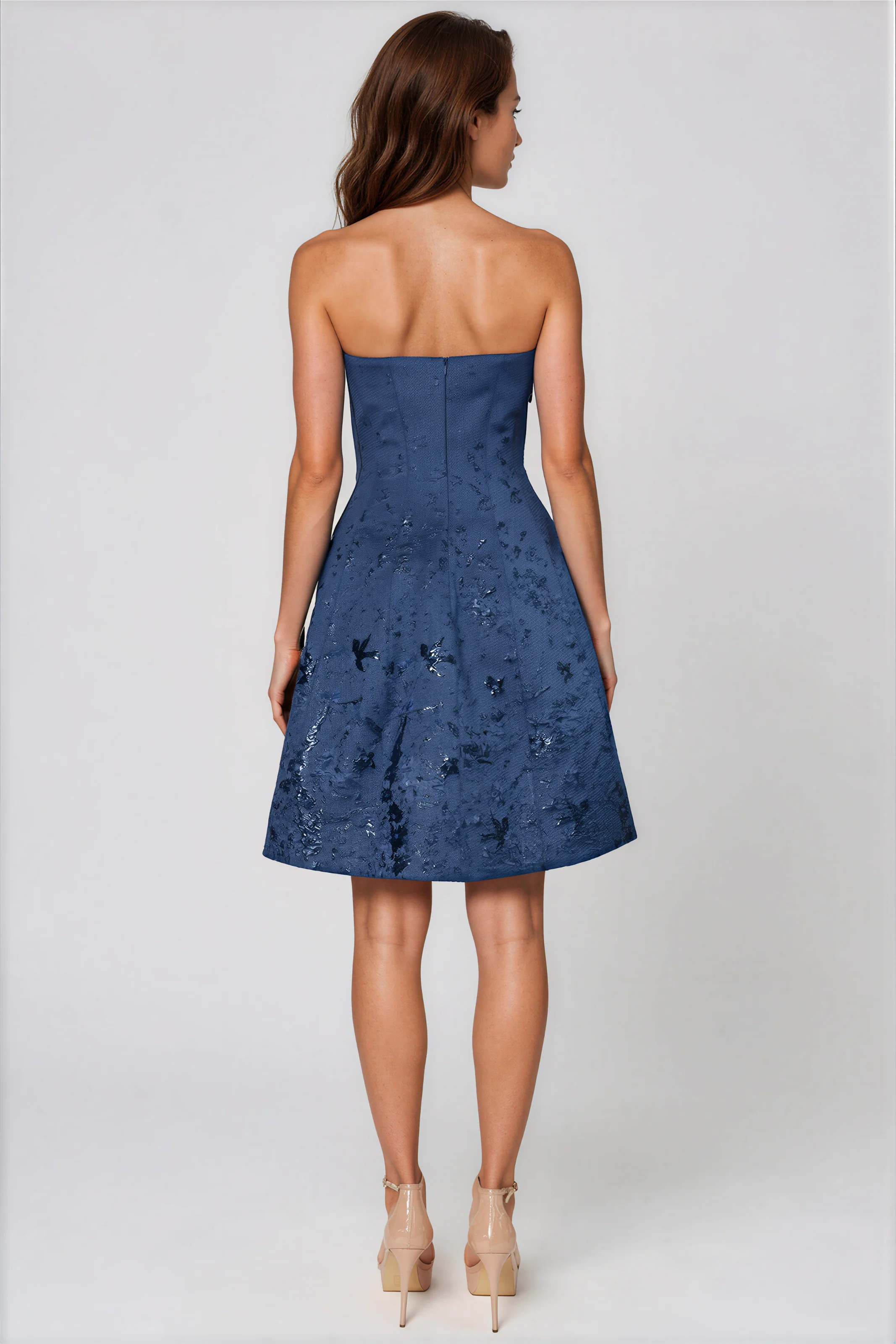 Strapless Textured Brocade A-Line Cocktail