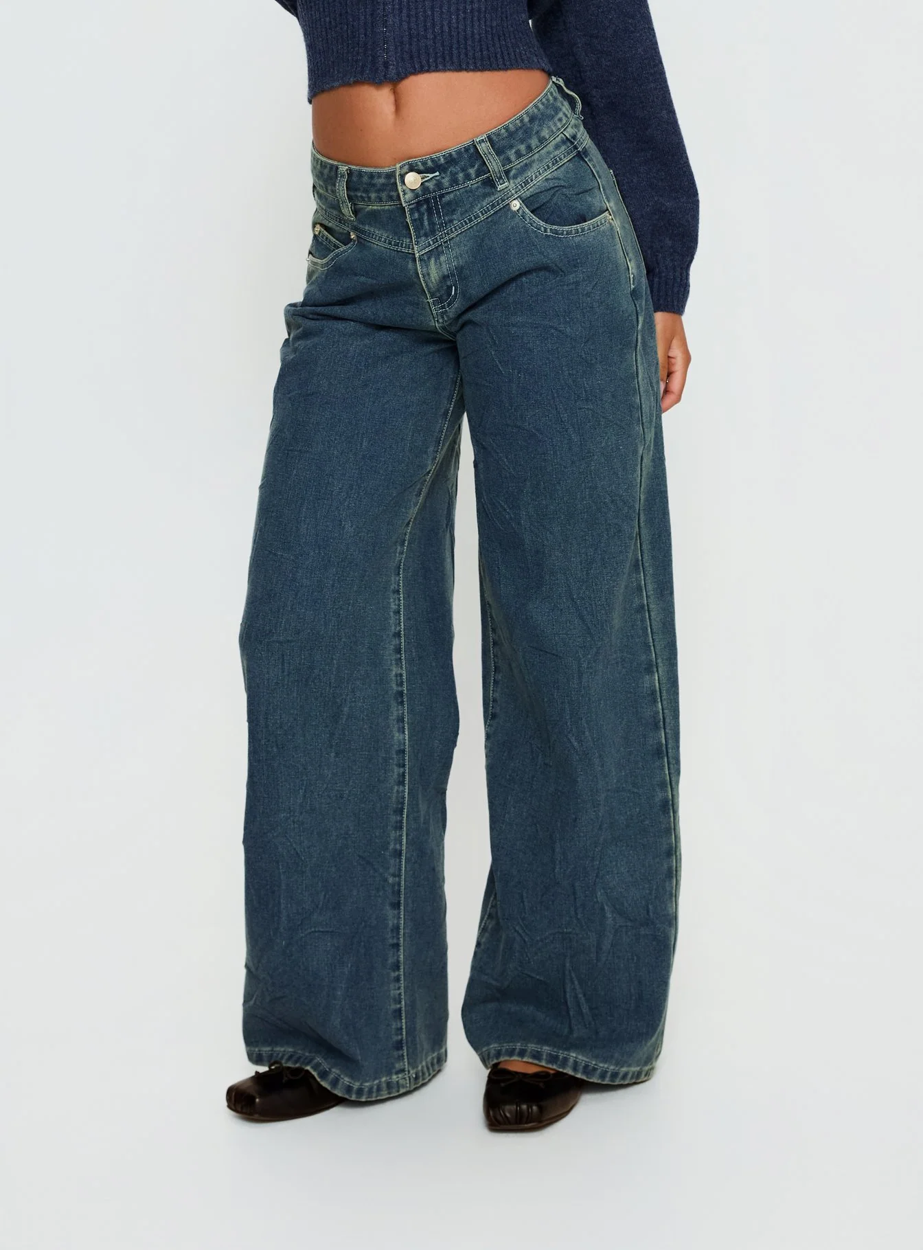 Shanna Relaxed Low Rise Jeans Acid Raw Wash