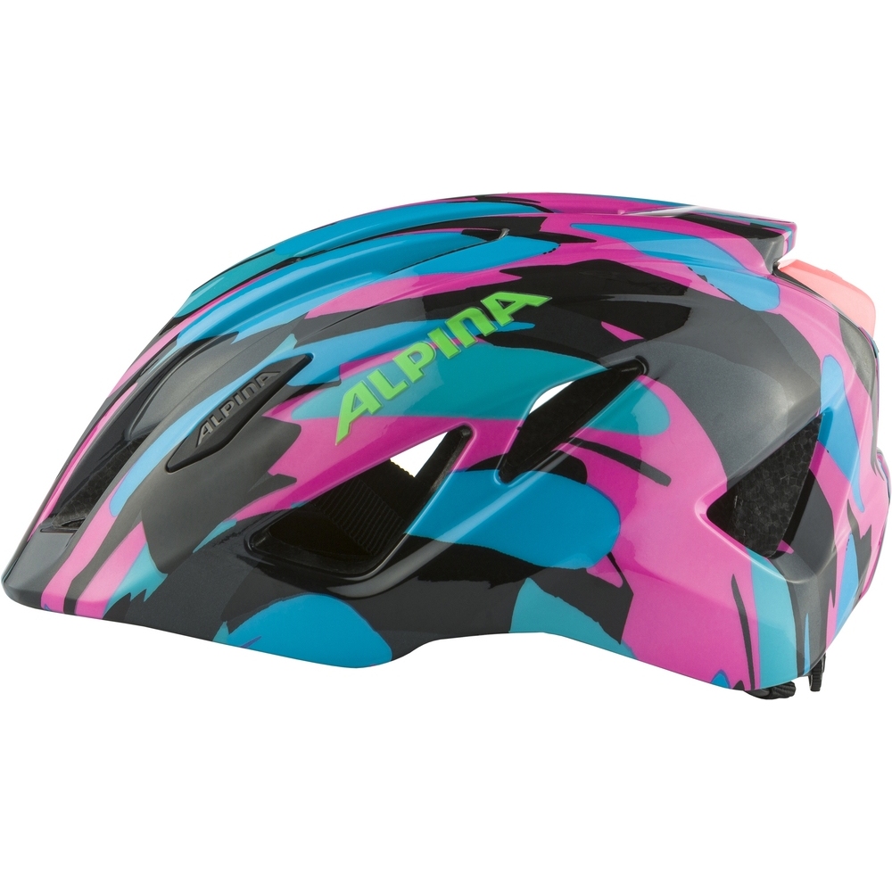 Alpina Pico Flash Kids Bike Helmet - neon-blue pink gloss