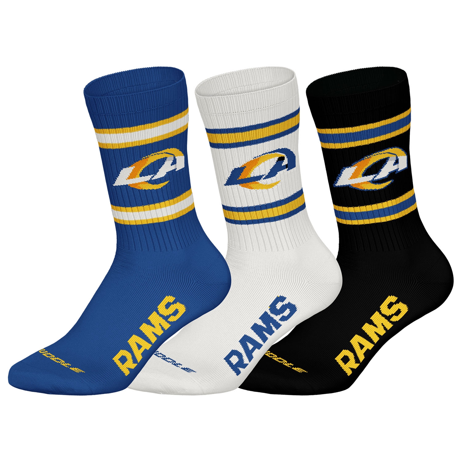 Los Angeles Rams Team Set NFL Crew Socks (3-Pack)