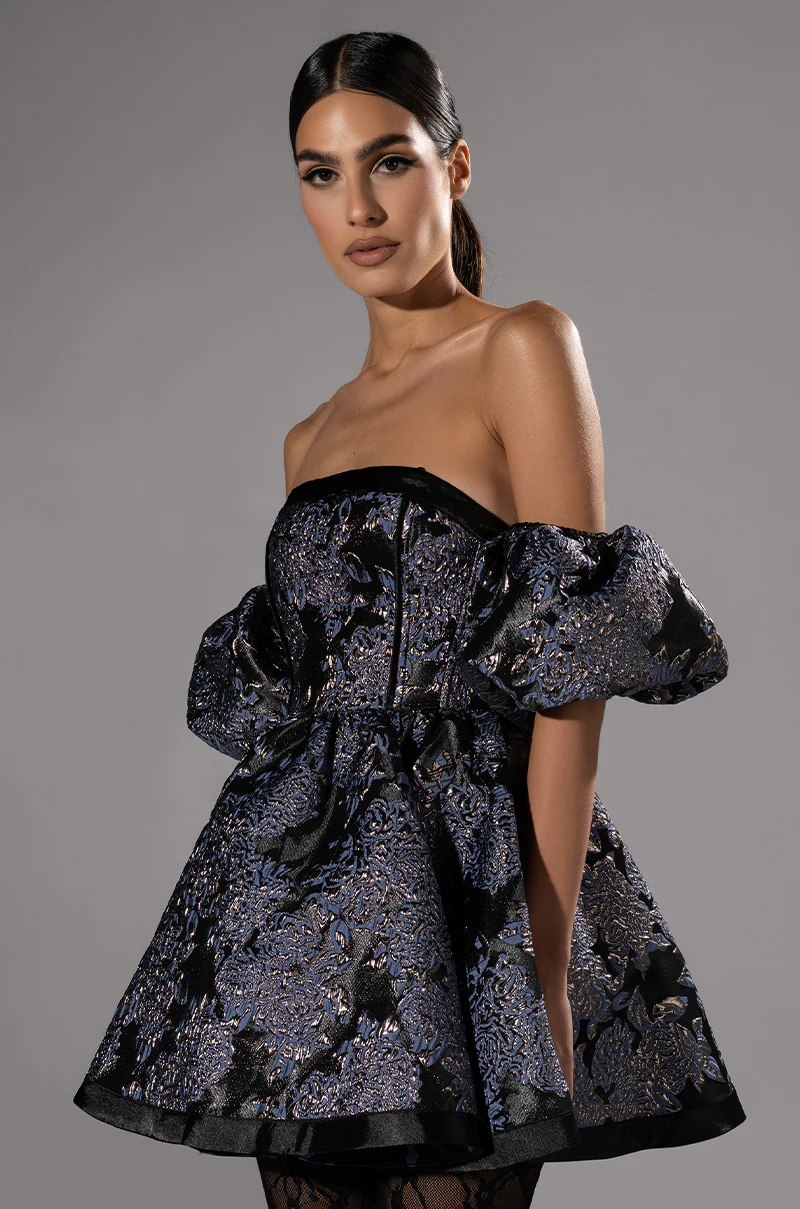 Eloise Off The Shoulder Brocade Dress